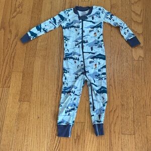 Hanna Andersson Blue Skiing And Ice Hockey Onesie